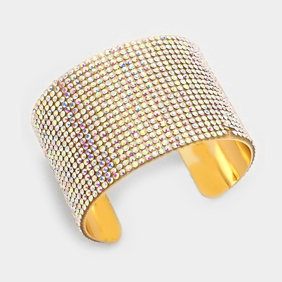 iFashionBox Jewelry Abalone Gold Wide Crystal 2 Style Armor Cuff Bracelet Poshmark